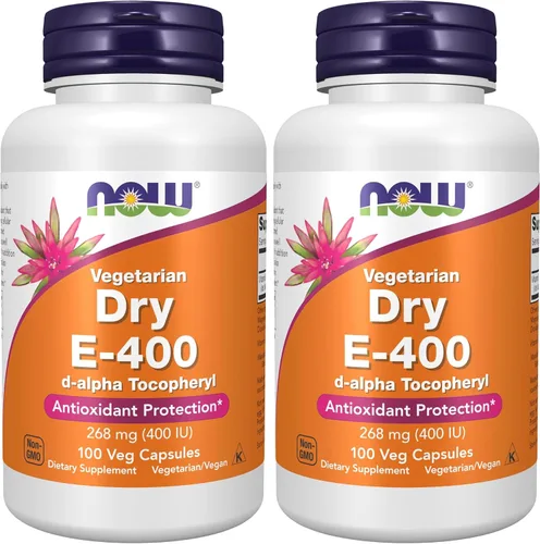 Miniatura 8 de NOW Suplementos, vitamina E-400 IU D-alfa tocoferilo, protección seca y antioxidante*, 100 cápsulas vegetales