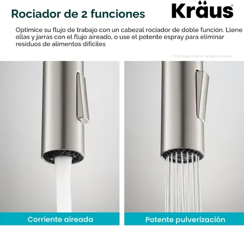 Miniatura 7 de KRAUS Oletto Grifo de Cocina de Una Sola Manija con Rociador Extraíble en Latón Cepillado Sin Manchas, KPF-2820BB Bronce cepillado