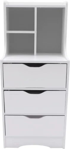 Miniatura 4 de Cómoda de 3 cajones con almacenamiento superior, mesita de noche, mesita de noche, armario de almacenamiento con estante abierto, amplio espacio