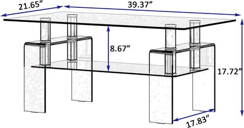 Miniatura 3 de ODUSE-DAILY Mesa de centro de cristal transparente para sala de estar, bien combinada con mesa auxiliar o mesa auxiliar de vidrio transparente