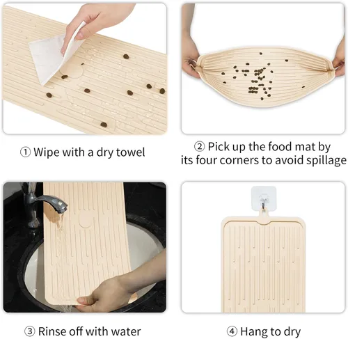 Miniatura 6 de Ptlom Mantel individual para mascotas para perros y gatos, antideslizante, impermeable, tapete de alimentación para perros que evita el Beige