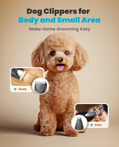Miniatura 6 de Cortaúñas para perros con luz LED oneisall, kit de aseo para perros inalámbrico 2 en 1, cortaúñas para mascotas de 2000mAh, recortador de patas