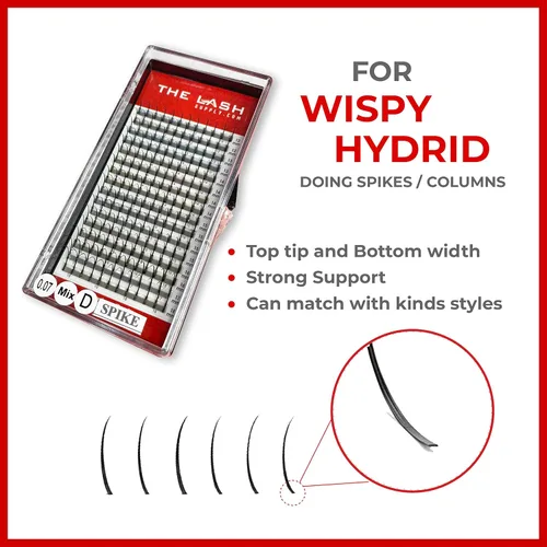 Miniatura 6 de THE LASH SUPPLY Spikes - Extensiones de pestañas profesionales, rizo C/D, 0.39-0.71 pulgadas de longitud, 0.07 de grosor, 16 líneas de pestañas
