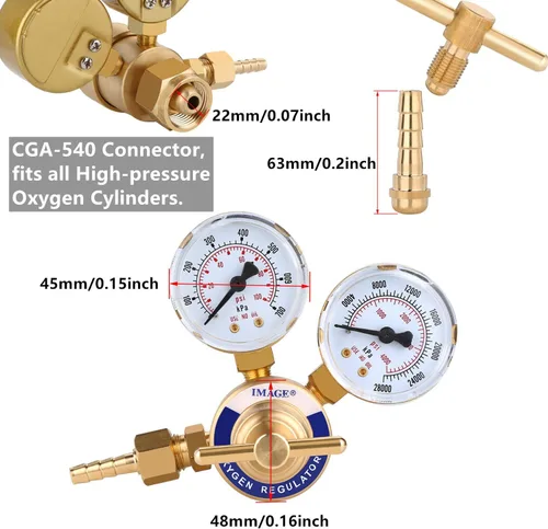 Miniatura 2 de IMAGE® Soldador de gas de soldadura Medidores de regulador de oxígeno Oxy para equipos de corte de antorcha Victor CGA 540
