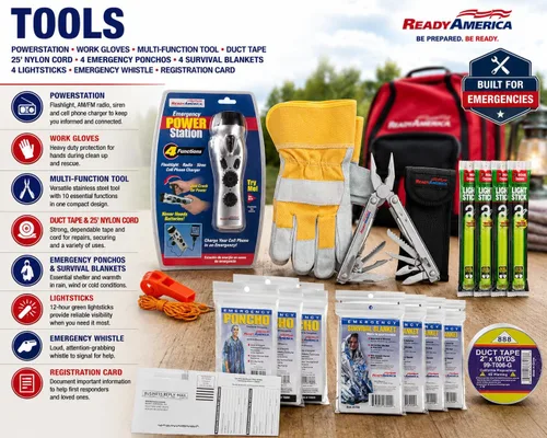 Miniatura 15 de Ready America 70185 kit de emergencia de gran calidad para 1 persona, mochila para 3 días