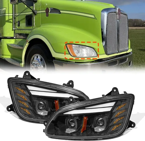 Miniatura 2 de High Soar Conjunto de faros delanteros LED para Kenworth T170 T270 T370 T440 T470 T470 T660 T800, repuesto delantero izquierdo y derecho (un par)