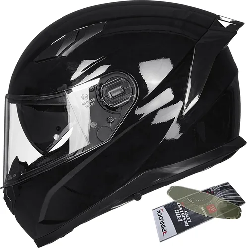 ILM Cascos para moto de nieve y motocicleta con cara completa, película antiempañante Pinlock para hombres y mujeres, con visera térmica opcional,