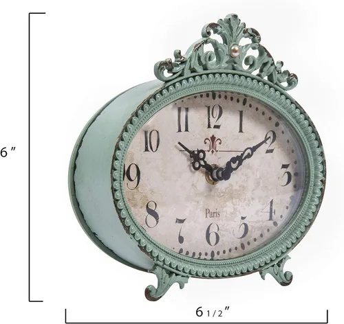 Miniatura 9 de Creative Co-Op Reloj de repisa de peltre envejecido verde