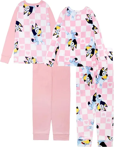 Miniatura 6 de Bluey Conjunto de pijama de algodón ajustado de 4 piezas, suave y lindo para niñas