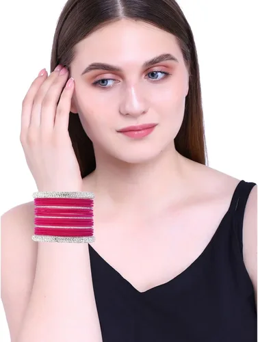 Miniatura 3 de Efulgenz Boho Antique Oxidized Indian Jewelry Tribal Crystal Velvet Bracelet Bangle Set