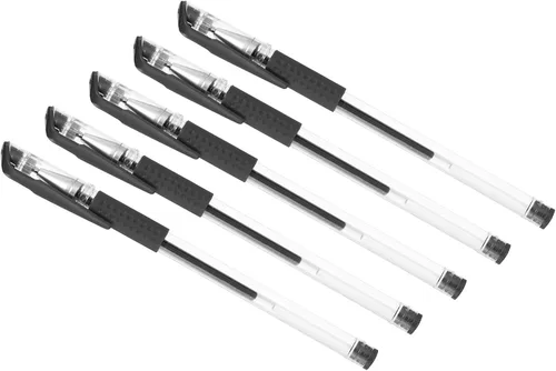 PATIKIL Bolígrafos de gel negros, 50 unidades de punta fina con agarre suave negro, bola de rodillo de 0.020 in, bolígrafos de tinta de gel de 5.906