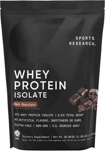 Miniatura 8 de Sports Research Proteína de suero - Polvo de proteína aislado de suero para nutrición deportiva para construcción muscular delgada y recuperación