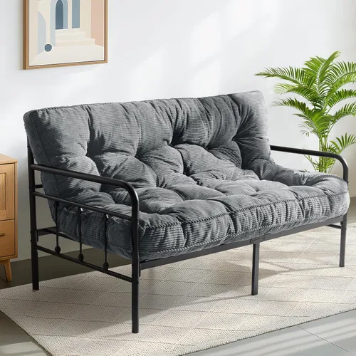 Miniatura 11 de MAXYOYO Colchón Futón de 6 pulgadas, Tamaño Full, Futones Tufted Sofá Cama con Diseño de Borde de Cuerda Trenzada, Colchón de Piso de Tela Gruesa