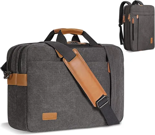 Miniatura 7 de ESTARER Bolsa para laptop 3 en 1 para hombres, mochila para laptop de 17-17.3 pulgadas, bolsa bandolera para computadora para Nailon Negro