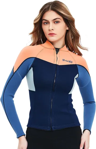 Miniatura 7 de GoldFin Top de Traje de Neopreno para Mujer, Chaqueta de Trajes de Neopreno de 0.079 pulgadas Manga Larga Tops de Neopreno para Aeróbicos Acuáticos