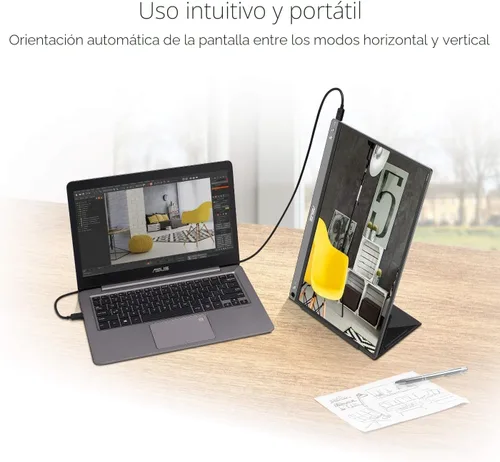 Miniatura 4 de ASUS ZenScreen Monitor USB portátil de 15.6 pulgadas 1080P (MB16ACE) - Full HD (1920 x 1080), IPS, USB tipo C, cuidado de los ojos, superficie
