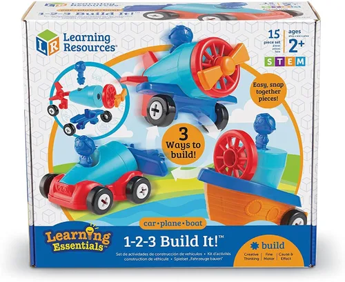 Miniatura 6 de Learning Resources 1-2-3 Build it! Coche, barco, avión, 15 piezas