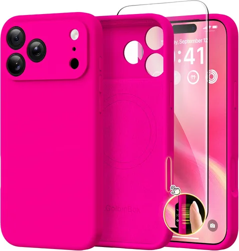 Miniatura 27 de GolbinBox Funda magnética para iPhone 17, compatible con MagSafe, cubierta de silicona integrada para control de cámara, funda de silicona líquida a