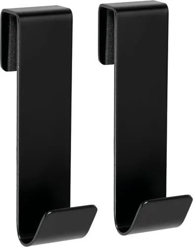 Ganchos de ducha de 3 pulgadas, color negro, paquete de 2 – toalla y gancho para puerta de ducha de vidrio sin marco 3/8 pulgadas (0.394 in)