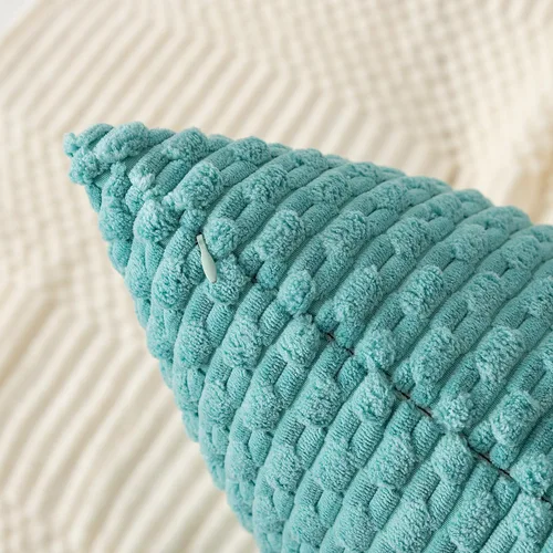 Miniatura 178 de K Kevin Textile - Juego de 2 fundas de almohada decorativas de corduroy suave azul con rayas estilo bohemio, fundas de almohada para sofá, cama