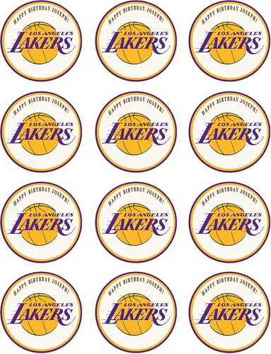Miniatura 3 de Los Angeles LA Lakers - Decoración comestible para cupcakes de 1.8" (20 piezas/hoja)