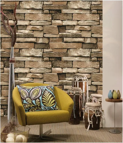 Miniatura 8 de D1016 - Papel tapiz de piedra autoadhesivo, removible, de vinilo de 1.48 x 16.4 pies, para sala de estar, dormitorio, cocina, decoración de pared