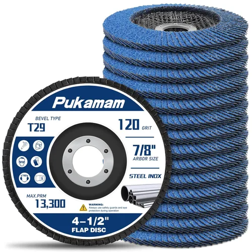 Miniatura 10 de 24 paquete de discos de solapa 4 1/2 para amoladora angular, grano 40 60 80 120, tipo 29, rueda de pulido de circonita para lijado de madera y metal