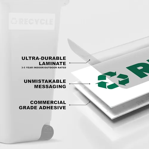 Miniatura 9 de Adhesivo de reciclaje para contenedores de basura, resistente, solo reciclaje, apto para 3 a 5 años para interiores y exteriores, resistente