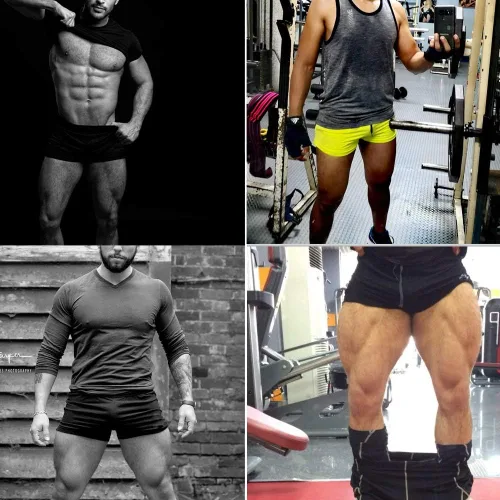 Miniatura 6 de palglg Pantalones cortos de culturismo para hombre de 3 pulgadas con cordón de entrepierna de algodón