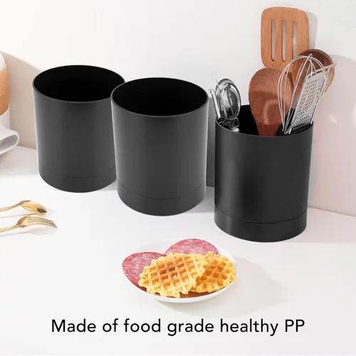 Miniatura 3 de Soporte para utensilios de cocina para encimera, giratorio de 360°, organizador de almacenamiento de utensilios de cocina, contenedor de plástico