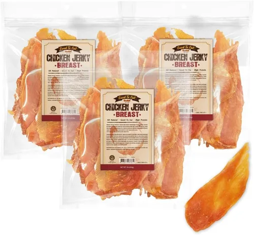 Miniatura 14 de Gootoe Golosinas para perros, carne seca de pollo para perros, golosinas de entrenamiento para perros; alta en proteínas, sin gluten