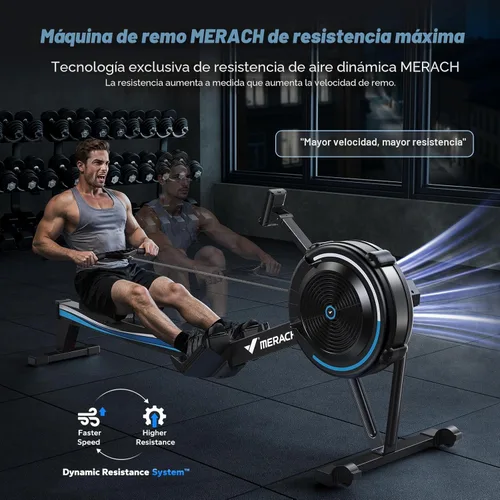 Miniatura 3 de MERACH Máquina de remo profesional para interiores, máquinas de remo ajustables de resistencia al aire para el hogar, asiento ergonómico cómodo