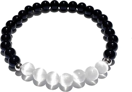 Miniatura 17 de Pulsera con cuentas de gemas naturales, ojo de tigre, hematita, ágata negra, granito, sándalo, piedra de lava, joyería elástica hecha a mano