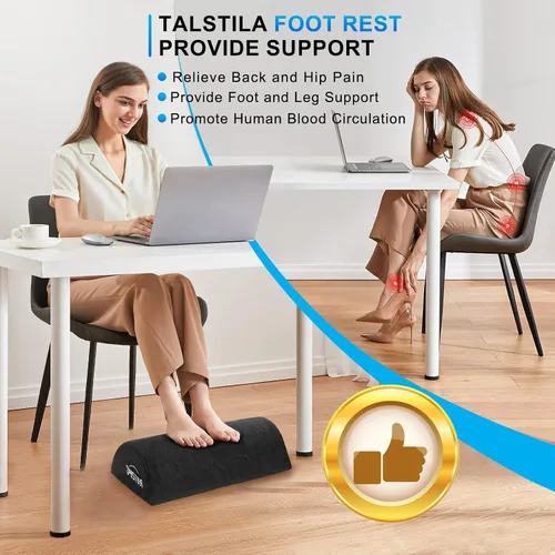 Miniatura 4 de TALSTILA Reposapiés para debajo del escritorio en el trabajo, reposapiés con bolsillos cálidos y de felpa, taburete ergonómico de espuma, reposapiés
