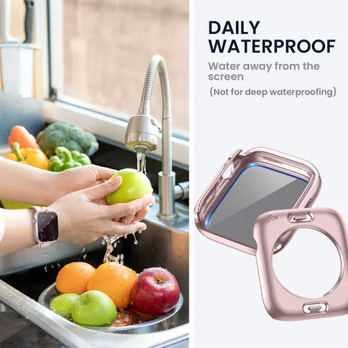 Miniatura 4 de Tensea (2 en 1) Funda protectora de pantalla impermeable para Apple Watch 41mm Serie 9 8 7, iWatch cubierta protectora de cara de PC con película
