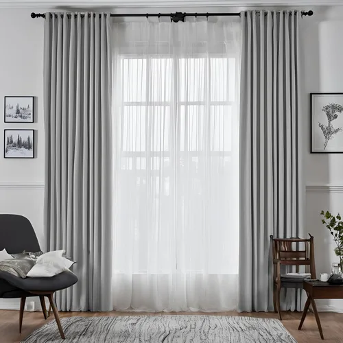 Miniatura 21 de Cortinas de lino sintético (2 paneles de 50 pulgadas de ancho x 108 pulgadas de largo, color blanco hueso)