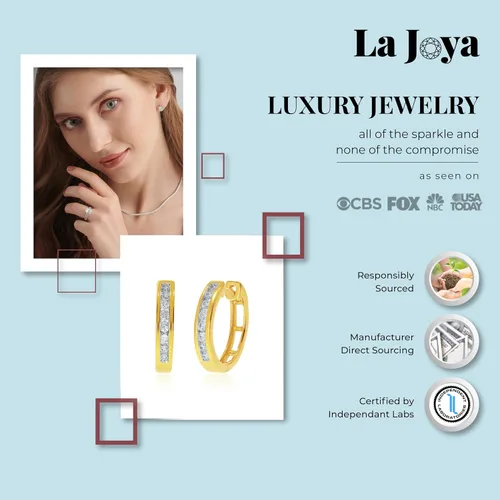 Miniatura 2 de La Joya Aretes de aro de diamantes cultivados en laboratorio de 14 CT para mujer