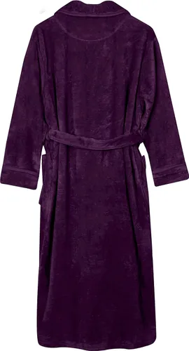 Miniatura 4 de NY Threads - Bata de baño de vellón para mujer con cuello tipo chal, bata larga y suave