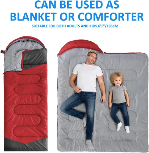 Miniatura 3 de Oaskys - Saco de dormir para acampar, para 3 estaciones, clima cálido y fresco, verano, primavera, otoño, ligero, resistente al agua, para adultos