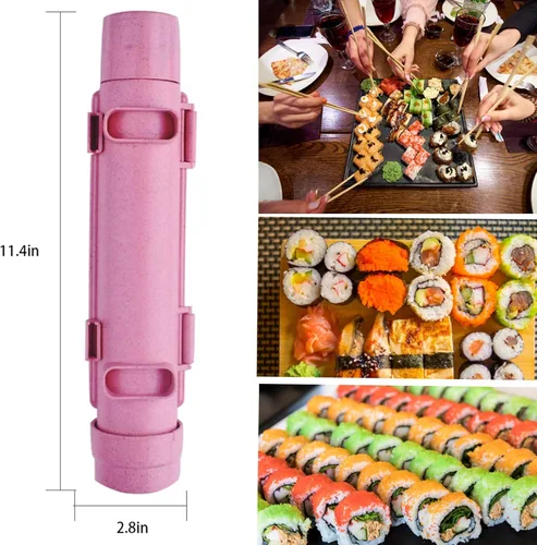 Miniatura 5 de Thanice Kit de rodillos de sushi, juego de fabricación de bazuca de sushi, duradero, máquina para hacer arroz de chef de campamento, molde de sushi