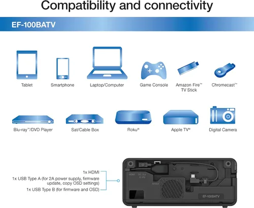 Miniatura 5 de Epson Proyector láser de transmisión inteligente EF-100 con Android TV - Negro