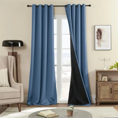 Miniatura 8 de Rutterllow - Cortinas 100% opacas, paneles de cortina con ojales, aislamiento térmico y bloqueo de luz para habitación y sala de estar