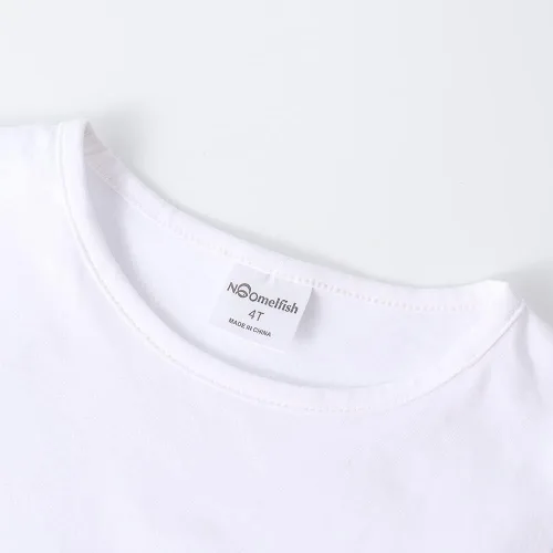 Miniatura 4 de Noomelfish Vestido de manga corta con volantes para niñas, estilo casual, con cordón, de algodón (4-12 años)