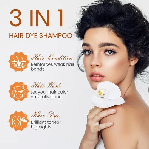 Miniatura 3 de Fedulili Champú de tinte para el cabello negro 3 en 1, 15 minutos de color gris que reduce 4 semanas de colores duraderos, champú para el cabello