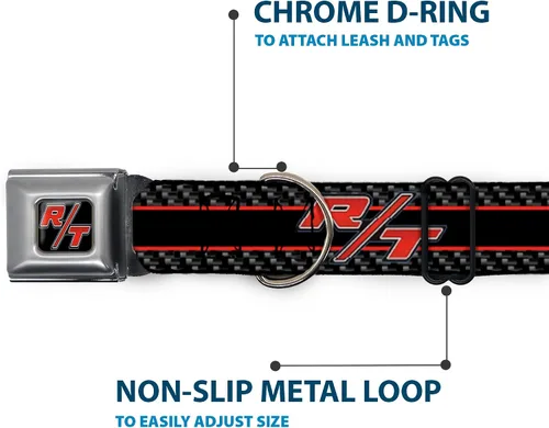 Miniatura 5 de Buckle-Down DC-WCL011-S CLL Dodge Challenger R/T Emblem Collar de perro a todo color negro/blanco/rojo, pequeño/9-15