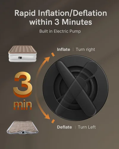 Miniatura 3 de NatraCalm Colchón de aire Queen con bomba integrada, colchón inflable mejorado para el hogar y cama de invitados temporal, cama de aire cómoda