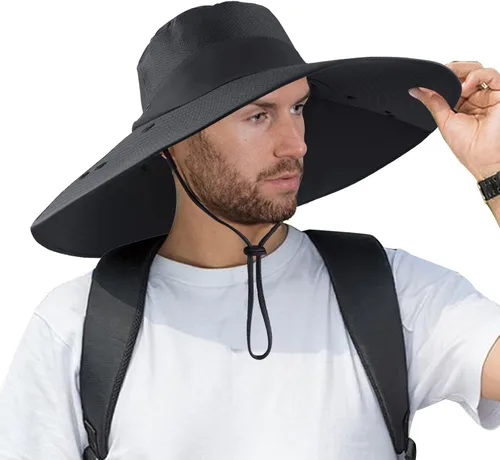 Miniatura 8 de Sombrero de pesca de ala súper ancha UPF 50+, sombrero de safari solar con solapa extraíble para el cuello