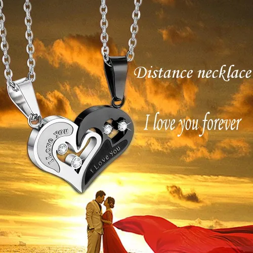 Miniatura 5 de Karlota Juego de pulseras con dije de acero inoxidable para parejas, con texto en inglés "I Love You" a juego, para novios, novias, novias, regalos