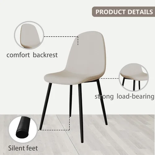 Miniatura 4 de YYQ Juego de mesa de comedor para 4, mesa de cocina de madera de 59 pulgadas y sillas para 4, moderno juego de mesa de comedor de 5 piezas con 4