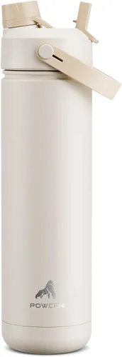 Miniatura 9 de POWCAN - Botella de agua térmica 2 en 1, sorbete y tapa con boquilla, antifugas, acero inoxidable sin BPA, apta portavasos automóvil, bebida fría 24